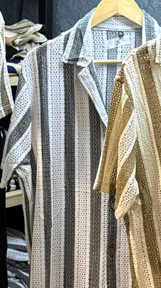 Camisa rayas malla gris