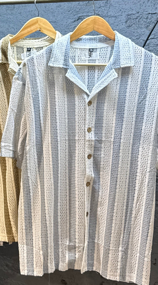 Camisa rayas malla celeste