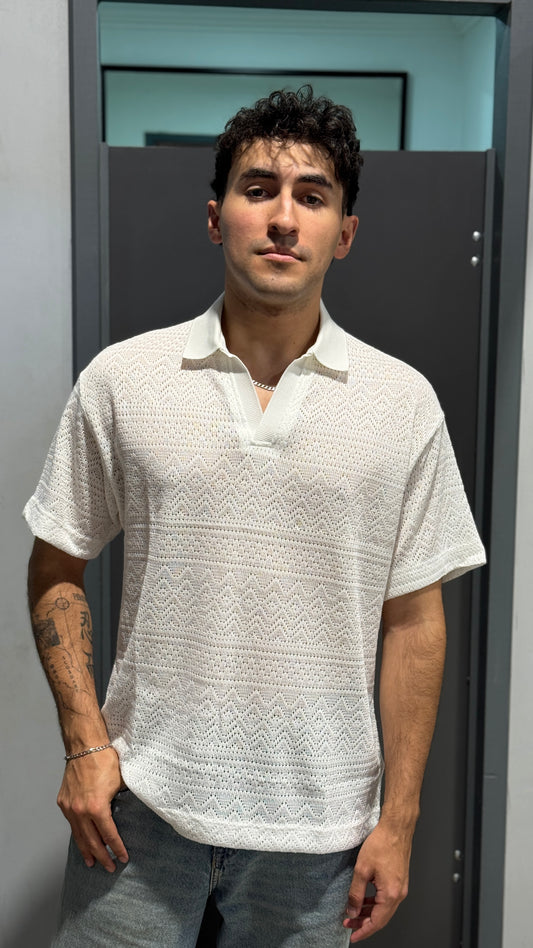 Polera polo blanca