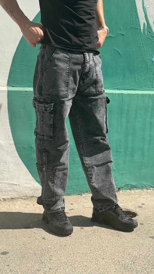Jeans cargo acid wash